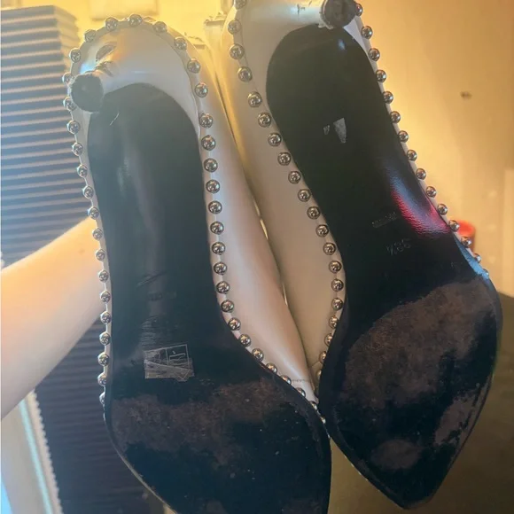 Alexander Wang White front back zip Studded pointed Lthr Boots size 38.5 - Picture 6 of 9